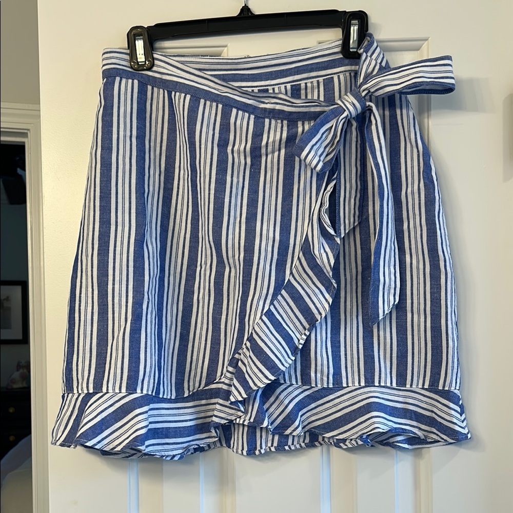 LOFT Blue and White Striped Skirt 4